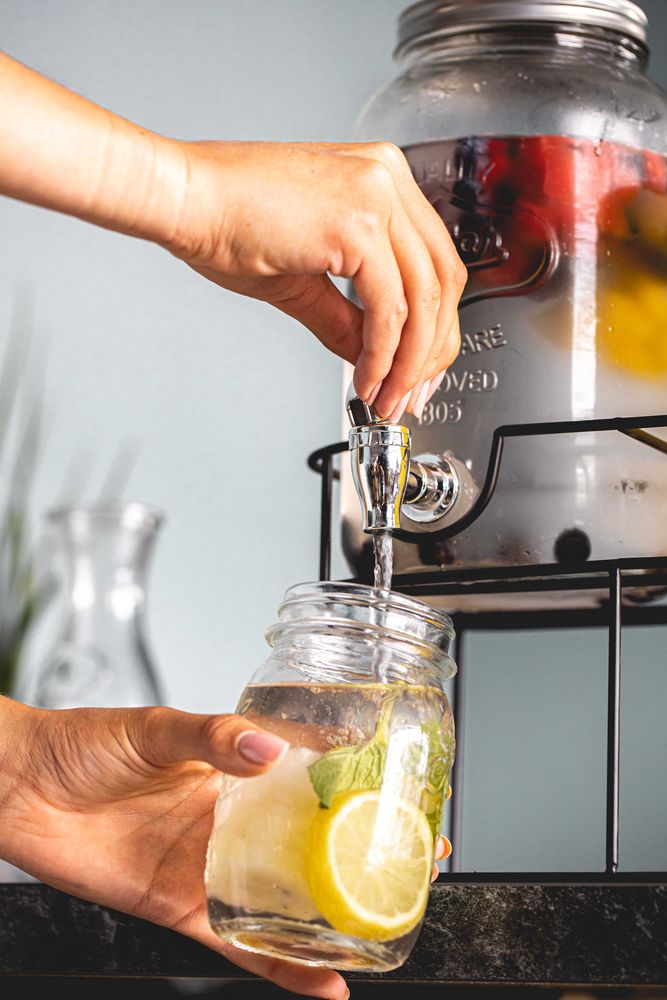 Drankdispenser met houder - 2x 3 liter - watertap smaakwater