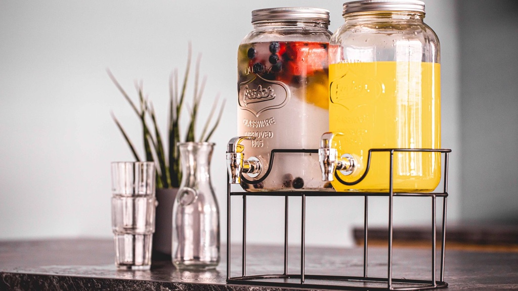 Drankdispenser met houder - 2x 3 liter - smaakwater