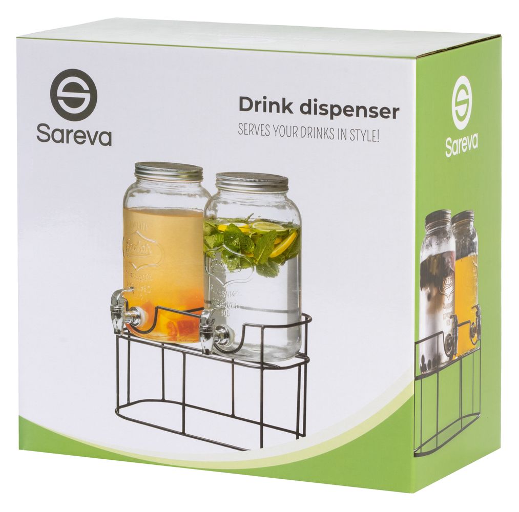 Drankdispenser met houder - 2x 3 liter - verpakking